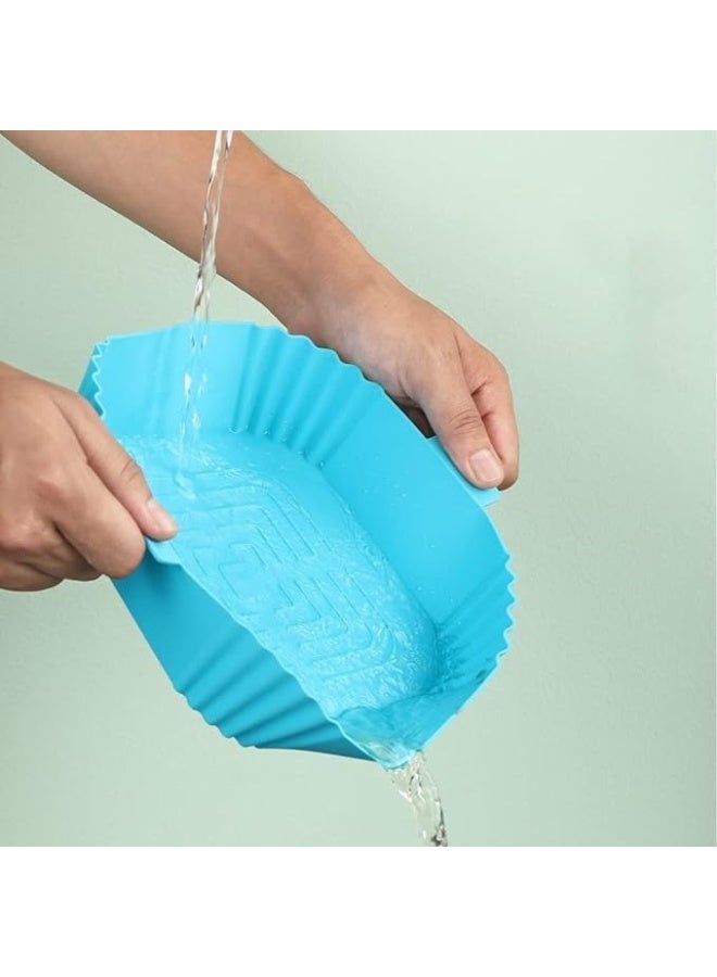 بطانات سيليكون مربعة الشكل مقاس 16 سم لقلاية الهواء - سلة قلاية هواء سيليكون قابلة لإعادة الاستخدام وغير لاصقة، بديل لورق الزبدة الصديق للبيئة، إكسسوارات مطبخ متعددة الألوان - Image 5